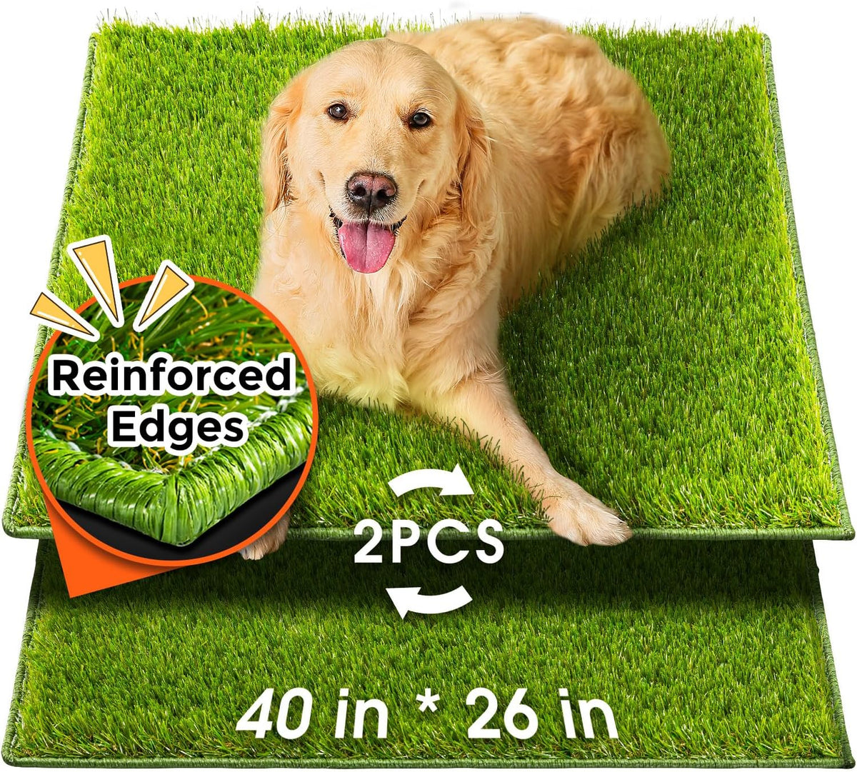 Hompet Dog Grass Pad with Tray Large, 35"x22.5" - Green / 40 x 26"