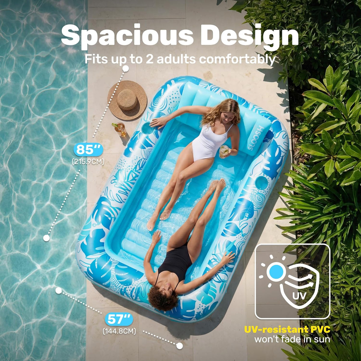 SLOOSH Inflatable Tanning Pool Lounger Float - Blue / X-Large - image 2