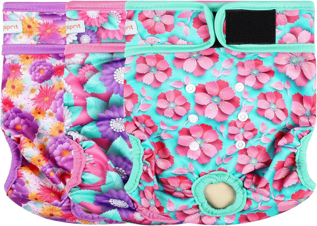 Langsprit Washable Female Dog Diapers - X-Large / Spring Flowers