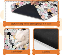 Pet Feeding Mat for Floors Cat Food Mat Waterproof Dog Food Mat - 20"L x 12"W / ColorfulCat - image 3