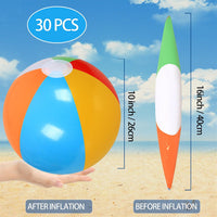 30 Pack Beach Balls Bulk, Inflatable Pool Beach Toys for Summer – Fun for Kids & Family - 16" Rainbow - image 2