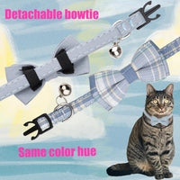 Cat Collar Breakaway Bowtie Safety with Bell Adjustbale Kitten Puppy - D-[2pcs] Blue - image 3