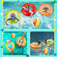 90shine luau pool floats set with 4 tropical swim rings and 3 beach balls - view 7