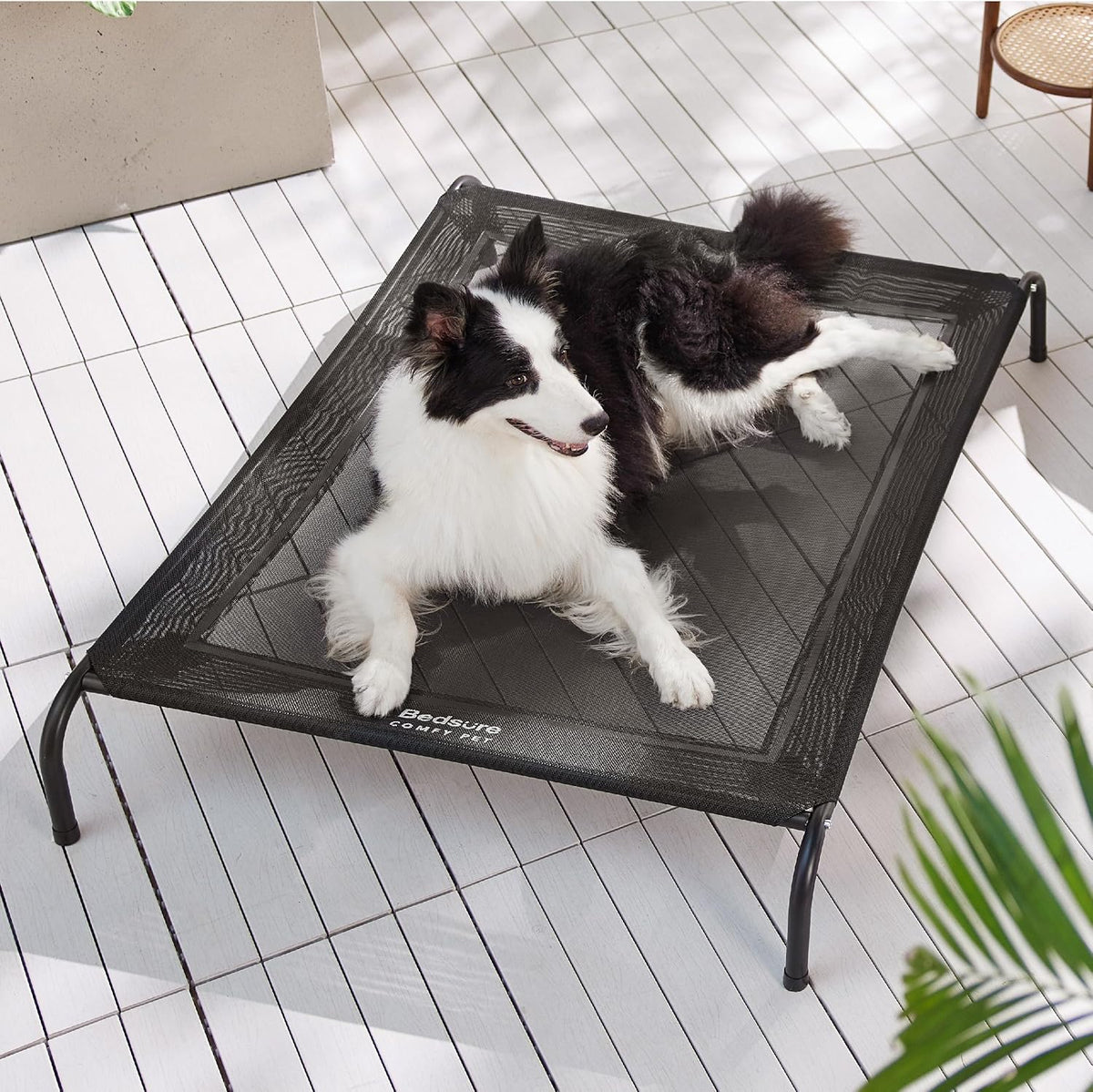Bedsure Outdoor Elevated Cooling Dog Bed Large Sized Dog - Black / 49"L x 31.5"W x 8"Th - image 2