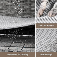 Cat Litter Box Enclosure with Soft Litter Mat; Hidden Kitten Washroom Furniture with Door; Handwoven Rattan Cat House with Large Space; Pet Crate for Living Room, Bedroom, Balcony (Grey)