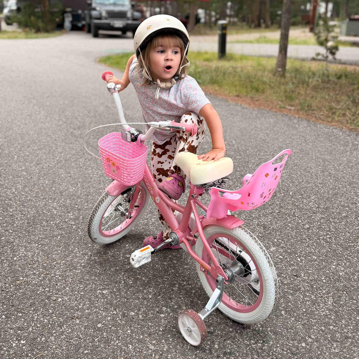 Glerc Maggie Girls Bike, 12-20 Inch Kids Bike for 2-13 Years Old Children, Princess Style Kids - Pink & White / 14 Inch - image 2