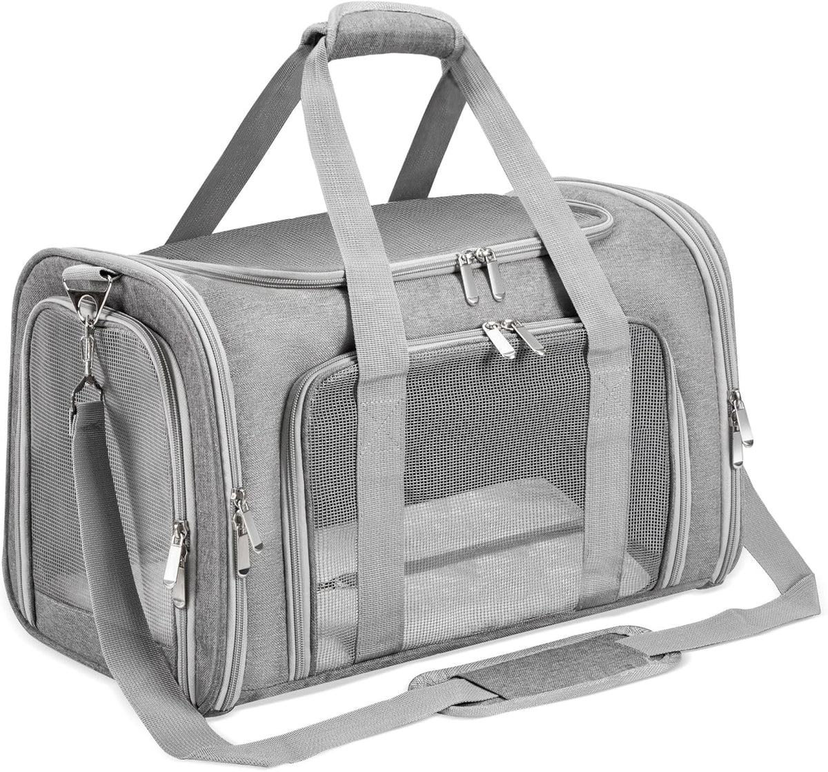 Soft-Sided Cat/Dog/Pet Carrier, Collapsible Pets Travel Carriers – Essentials for Cats - GRAY / 17"L x 11"W x 11"H