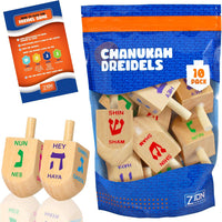 Zion Judaica bulk pack of 30 natural wood Hanukkah dreidels with Hebrew letters - view 3