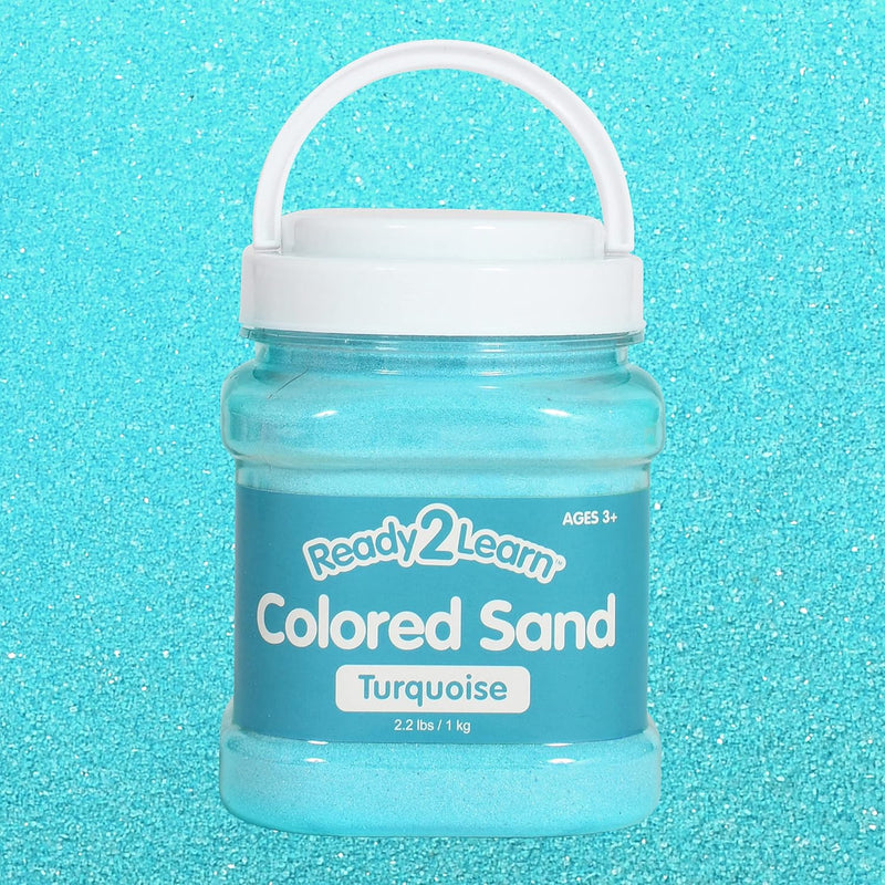 READY 2 LEARN Colored Sand, Play Sand for Kids - Turquoise / 3.25"L x 3.5"W x 5"H