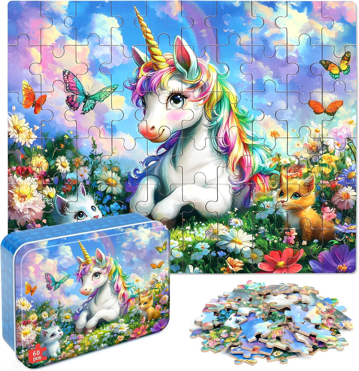 LELEMON Halloween jigsaw puzzle for kids with pumpkins and bats in tin box - view 8