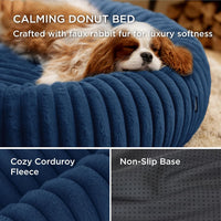 Bedsure ComfyFleece Donut Dog Bed Medium Size Dog with Washable Cover – Essentials for Dogs - M (30x30x8) / Night Blue - image 3
