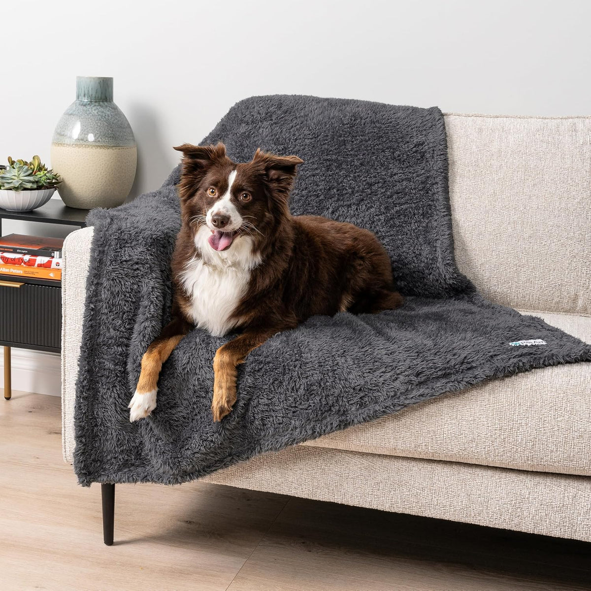 PetAmi Fluffy Sherpa Waterproof Dog Blanket for Small Pet Cat - Grey / Large (40x60)