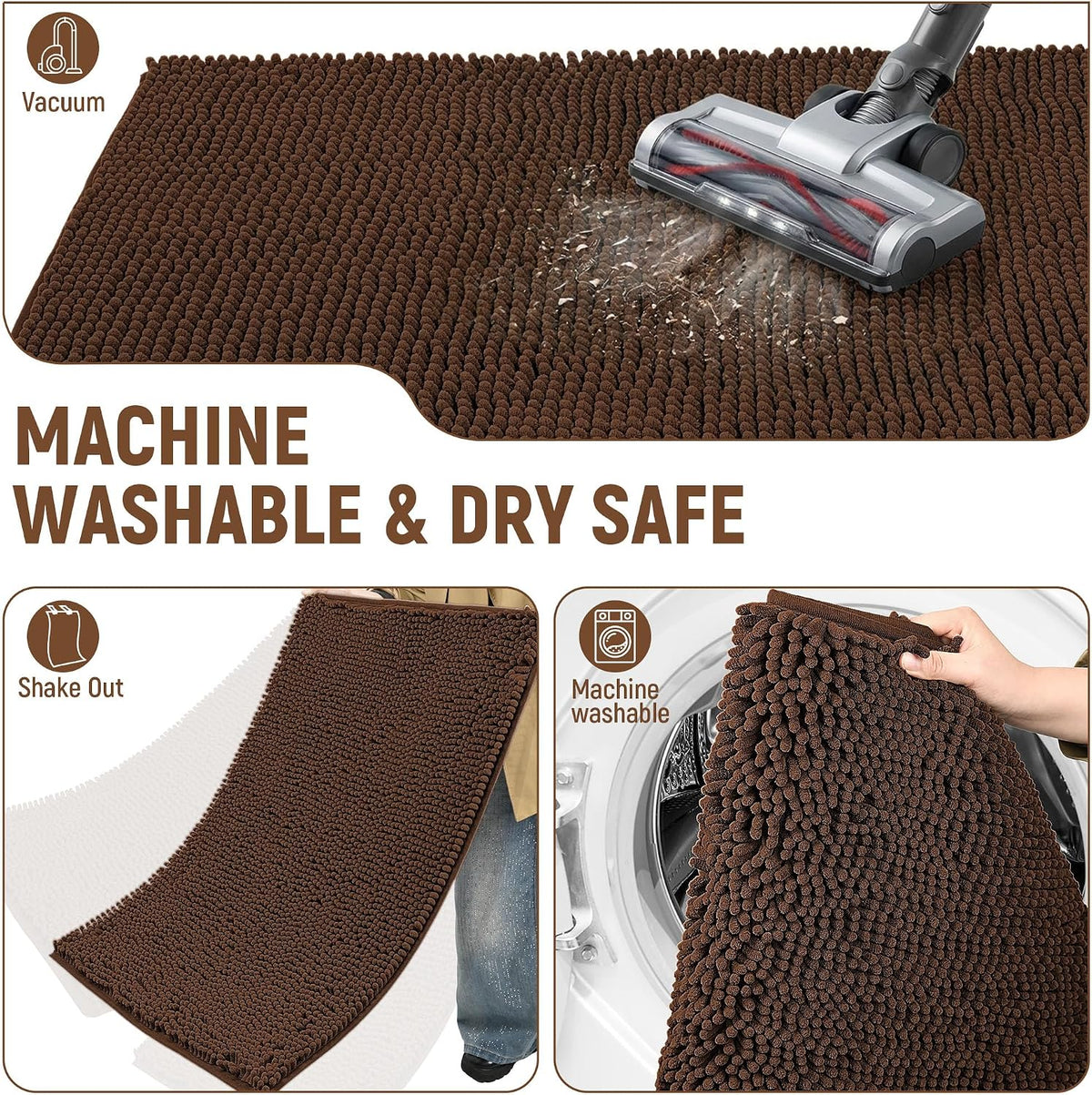 Absorbent Dog Door Mat for Muddy Paws - 60"L x 24"W x 1" Th / Brown - image 4