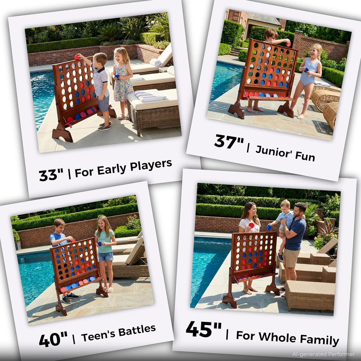SPORT BEATS giant wooden 4 in a row connect game with catch tray and plastic coins - view 3