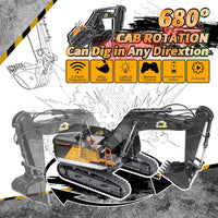 FUYLE 22 channel remote control excavator, 1/14 scale with alloy shovel and rubber tracks - view 4