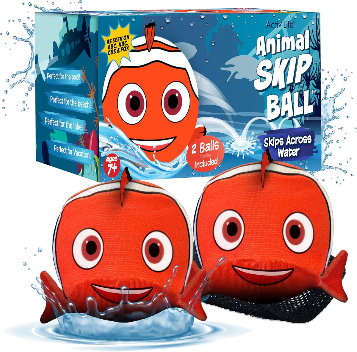 Activ Life The Ultimate Water Skip Balls - 2.2" / Clown Fish