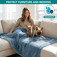 PetAmi Fluffy Sherpa Waterproof Dog Blanket for Small Pet Cat - Dusty Blue / Medium (29x40) - image 3