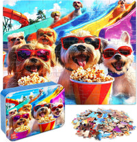 LELEMON Halloween jigsaw puzzle for kids with pumpkins and bats in tin box - view 6