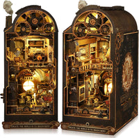 CRIOLPO vintage bookstore book nook kit with LED lights and ladder