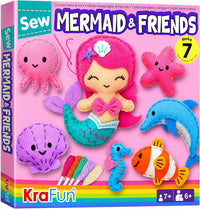 KRAFUN Mermaid Sea Animals Sewing Kit for Kids Age 6+ - Mermaid & Friends