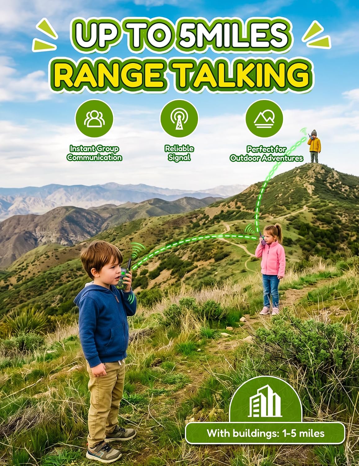 Walkie Talkies for Kids 4 Pack Rechargeable Outdoor Toys Gifts Boys - Camo Blue Pink Yellow Green - image 2