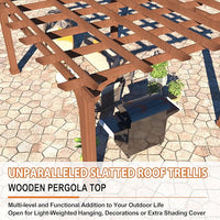 MUPATER 10x12 FT All Cedar Wooden Pergola, Kit with Stakes, Quality Supported Structure, Snow and Wind Supported,Outdoor Pergola with Cedar Framed for Backyard, Deck, Lawn