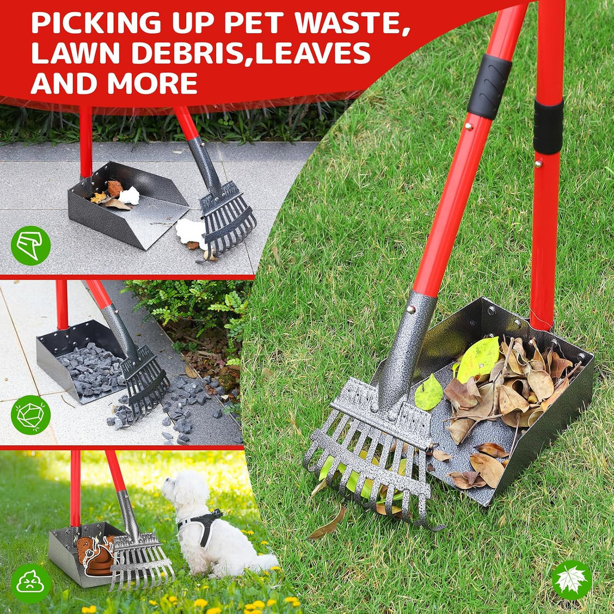 Pooper Scooper for Dogs, Sturdy Stainless Steel Rake & Tray Set – Essentials for Dogs - image 4