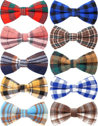 PET SHOW 10 Pack Plaid Big Dog Bow Ties for Large Medium Dogs Sliding