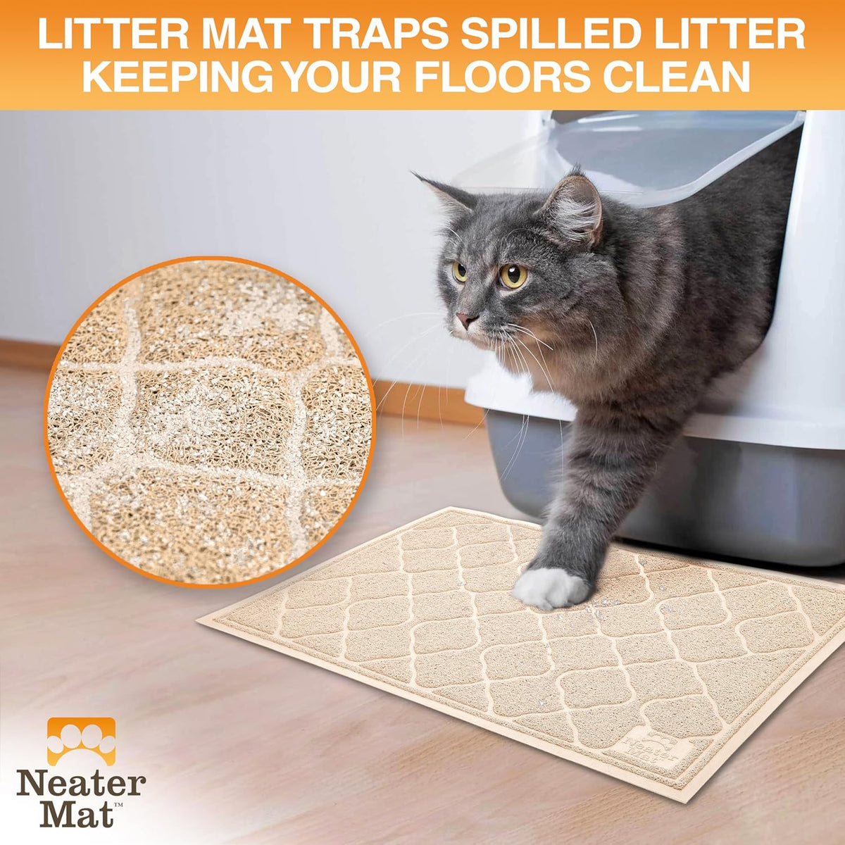 Neater Pets Neater Mat Cat Litter Mat - 17x24 / Beige - image 2