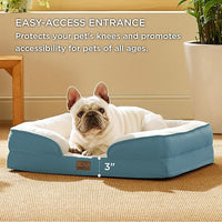 Bedsure Orthopedic Dog Bed Medium Size Dogs - Washable Medium Dog Cat Bed Waterproof, Comfort Pet Couch Sofa with Washable Removable Cover, Pets Bed with Nonskid Bottom, Dune Haze Blue, 28"