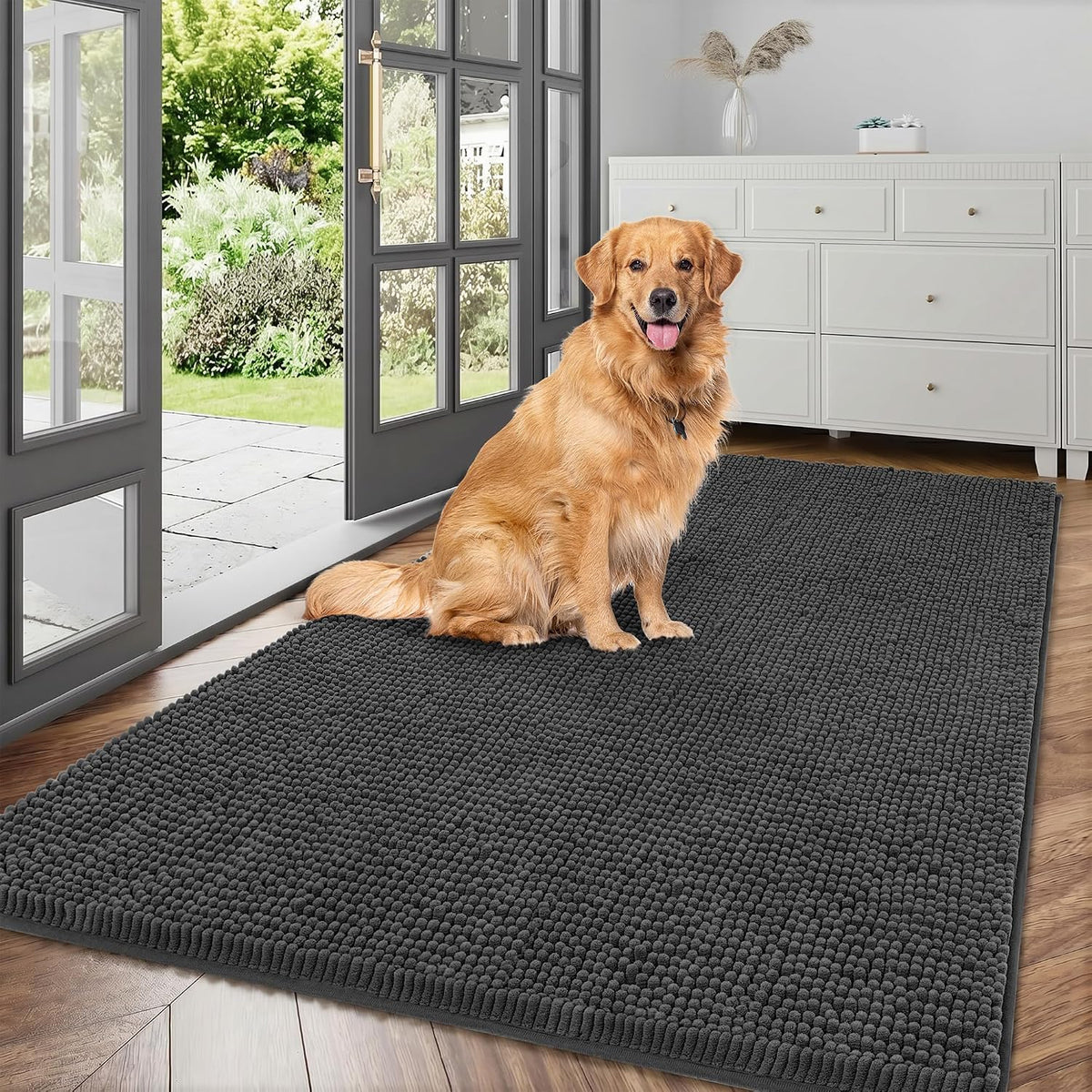 Dog Door Mat for Muddy Paws - 48"L x 36"W x 1.0"Th / Dark Grey