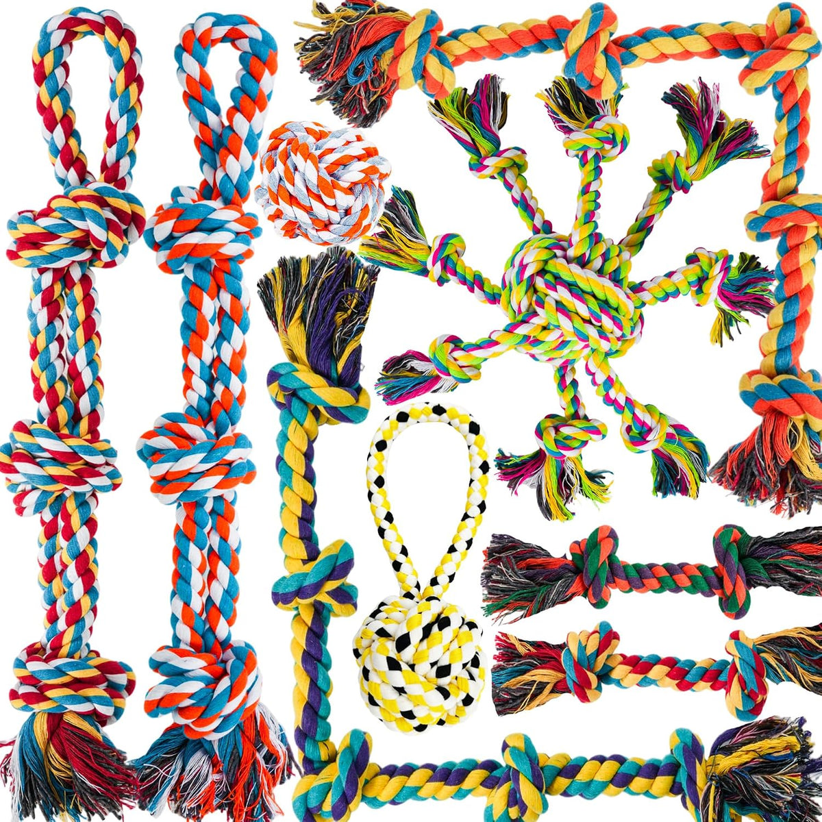 Dog Ropes Toys for Aggressive Chewers - 9 Packs-1 / Large