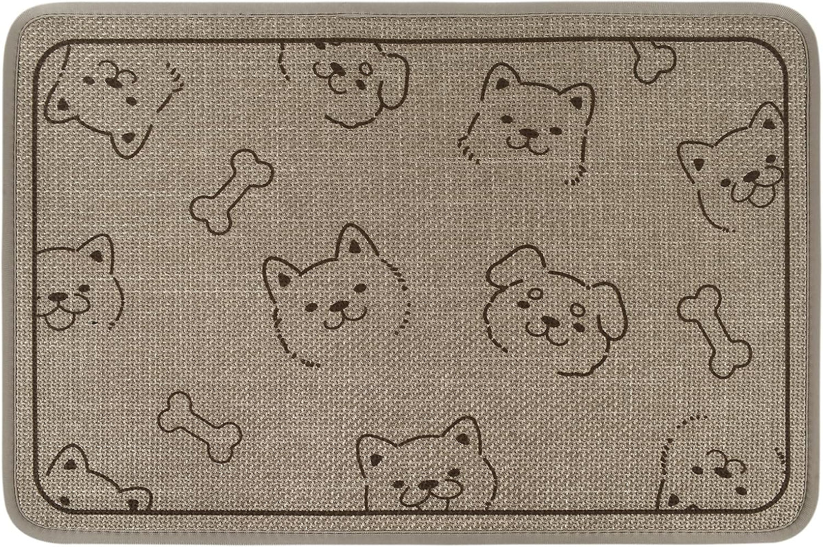 Dog Food Bowl Mat Pet Feeding Mat for Food Water 14.2x24In Grey – Essentials for Dogs - Cream Rectangle / 24"L x 16"W