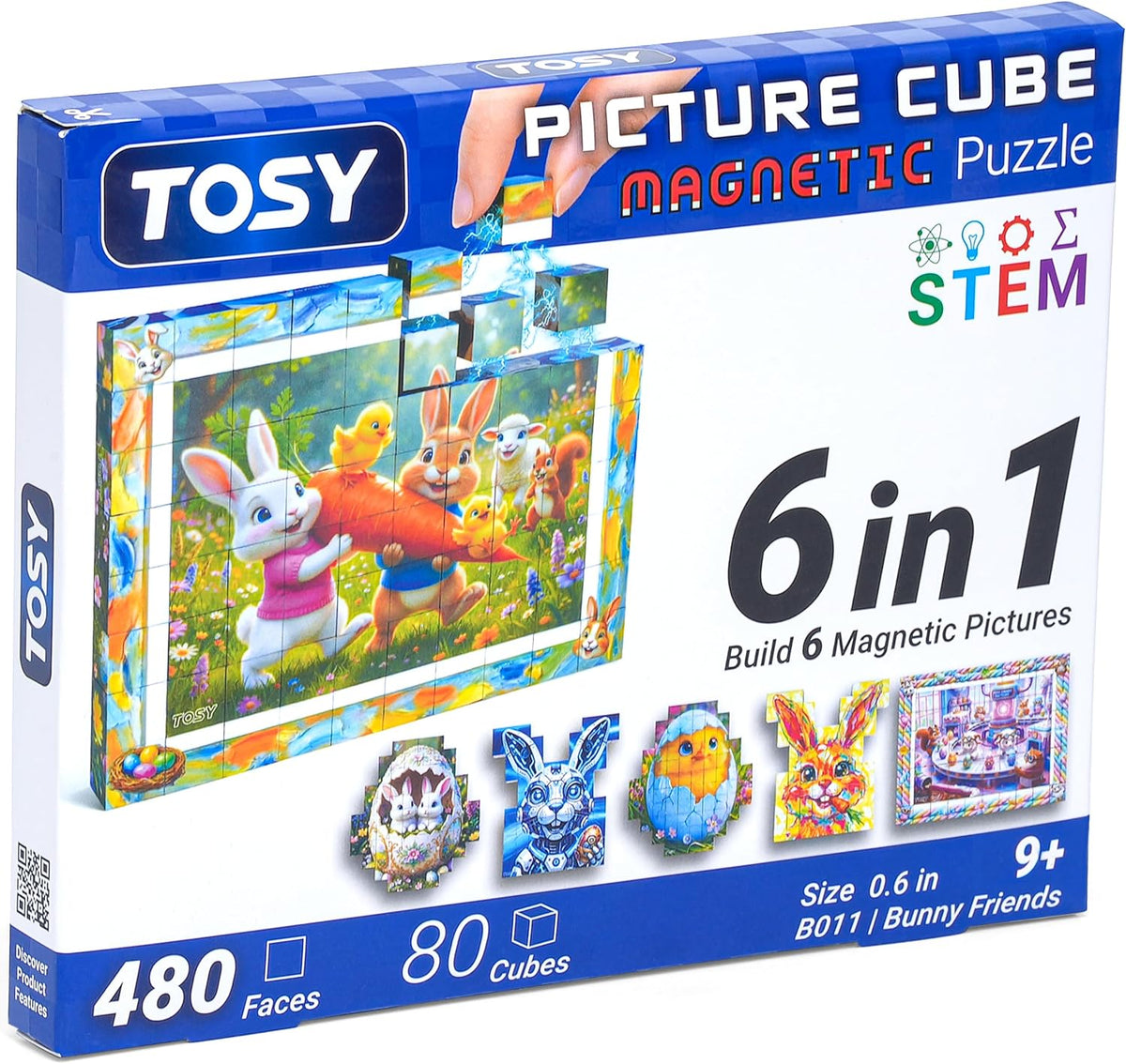 TOSY Picture Cube Enchanted Holiday 6-in-1 magnetic picture puzzle in frame - view 2