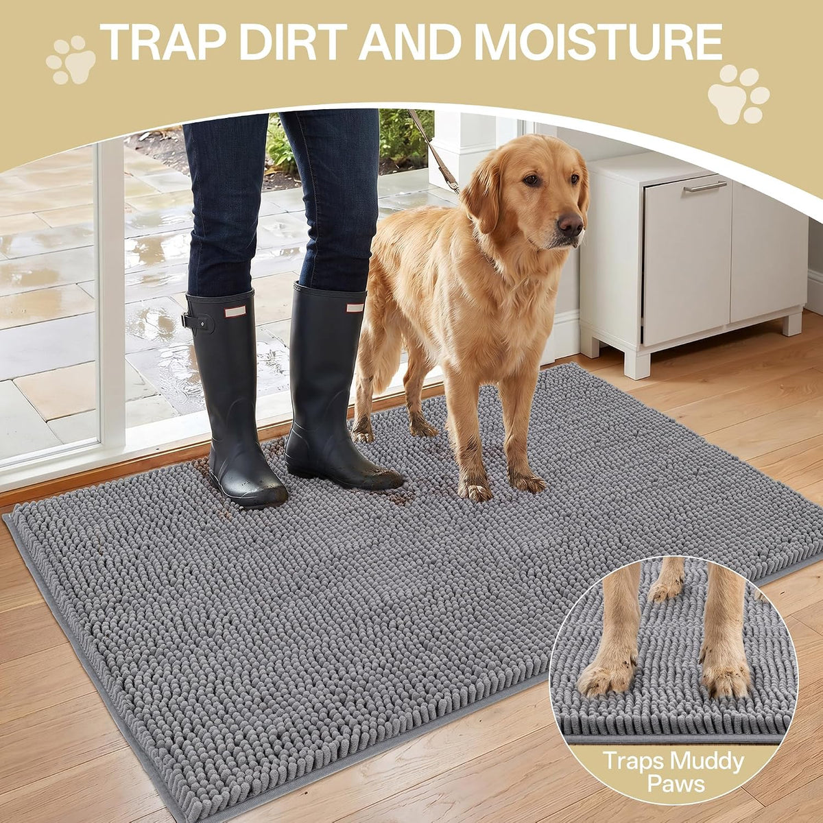 Dog Door Mat for Muddy Paws - 72"L x 24"W x 1.0"Th / Grey - image 2