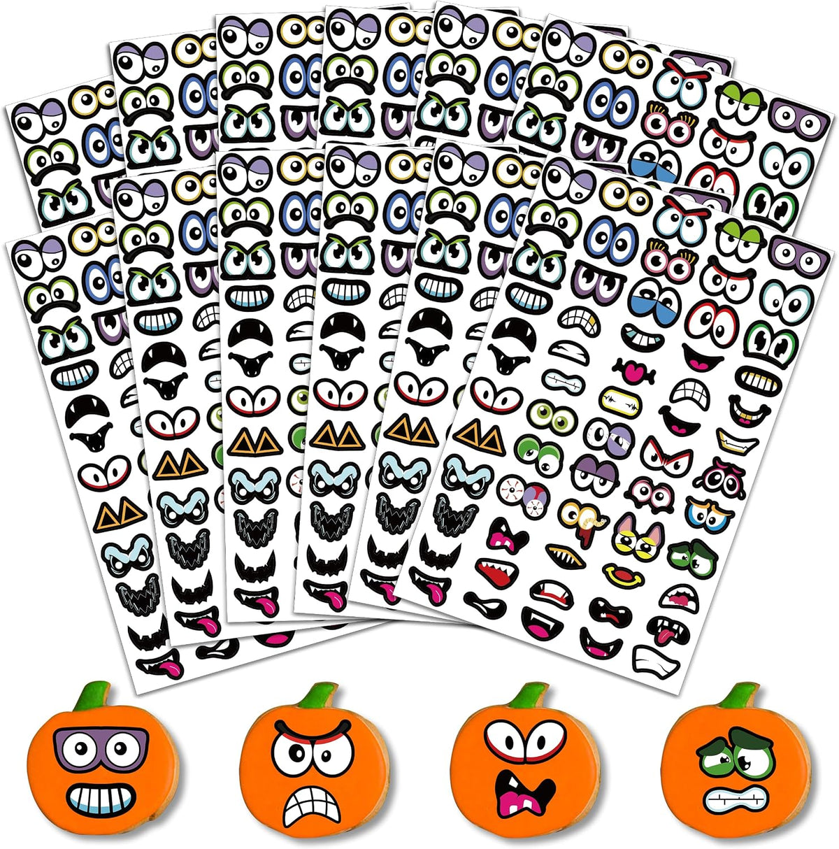 LINAYE 24 Sheets Happy Birthday Stickers, 730 Counts - Eyes Mouth 24 Sheets
