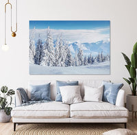 Nature Wall Art Prints - Ocean Forest Mountain Lake Canvas Landscapes - Small to Extra Large Living Room Bedroom Kitchen Bathroom Décor (Snow Covered Trees on Mountain, 28L" x 41W")
