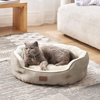 Bedsure Small Dog Bed Washable, Round Cat Beds for Indoor Cats - 25"L x 21"W x 8"Th / Camel - image 2
