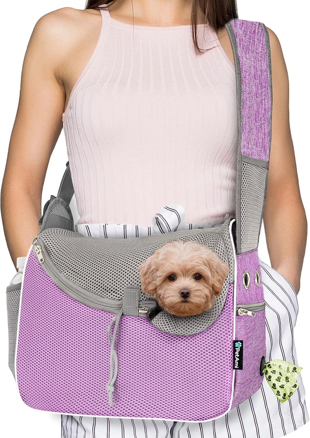 PetAmi Dog Sling Carrier for Small Dog - Purple