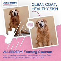 ALLERDERM Foaming Cleanser- Rinse-Free Waterless Micellar Foam for Dogs and Cats with Sensitive Skin by Virbac