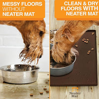 Neater Pet Brands Neater Mat Pet Mats for Food and Water, Cat & Dog Bowl Mat Waterproof Silicone, Feeding Tray, Dog Food Mats for Floors, Placemat w/Raised Edge for Under Bowls, 19” x 12”, Brown