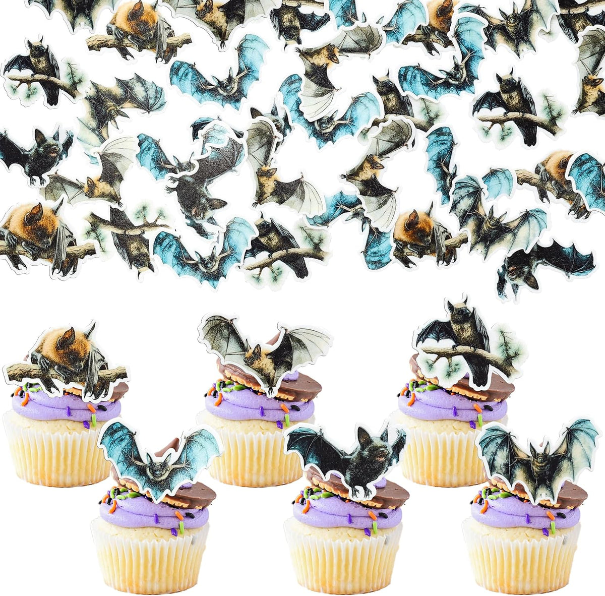 Gyufise Halloween baby shower cupcake toppers with Oh Baby ghost designs on picks - view 8