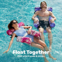 SLOOSH Inflatable Pool Floats Adult - Purple,Pink-Tropical Leaves - image 3