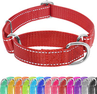 Martingale Dog Collar, Adjustable No Buckle Slip Collar, XS - Red / Large(Length:18-26'', Width:1'')