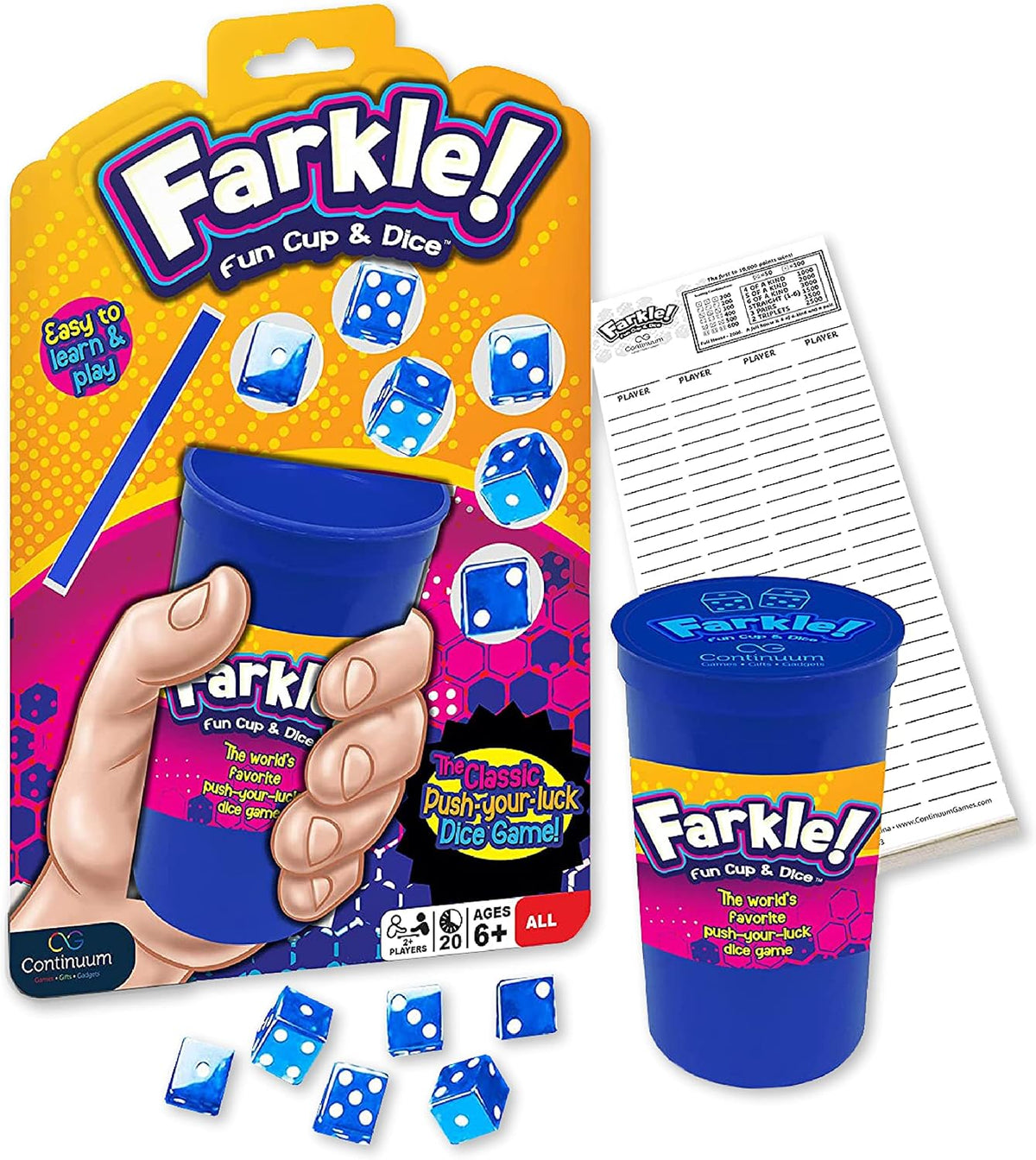 Farkle Deluxe Dice Games Set Includes 36 Colorful Dice - Fun Cup