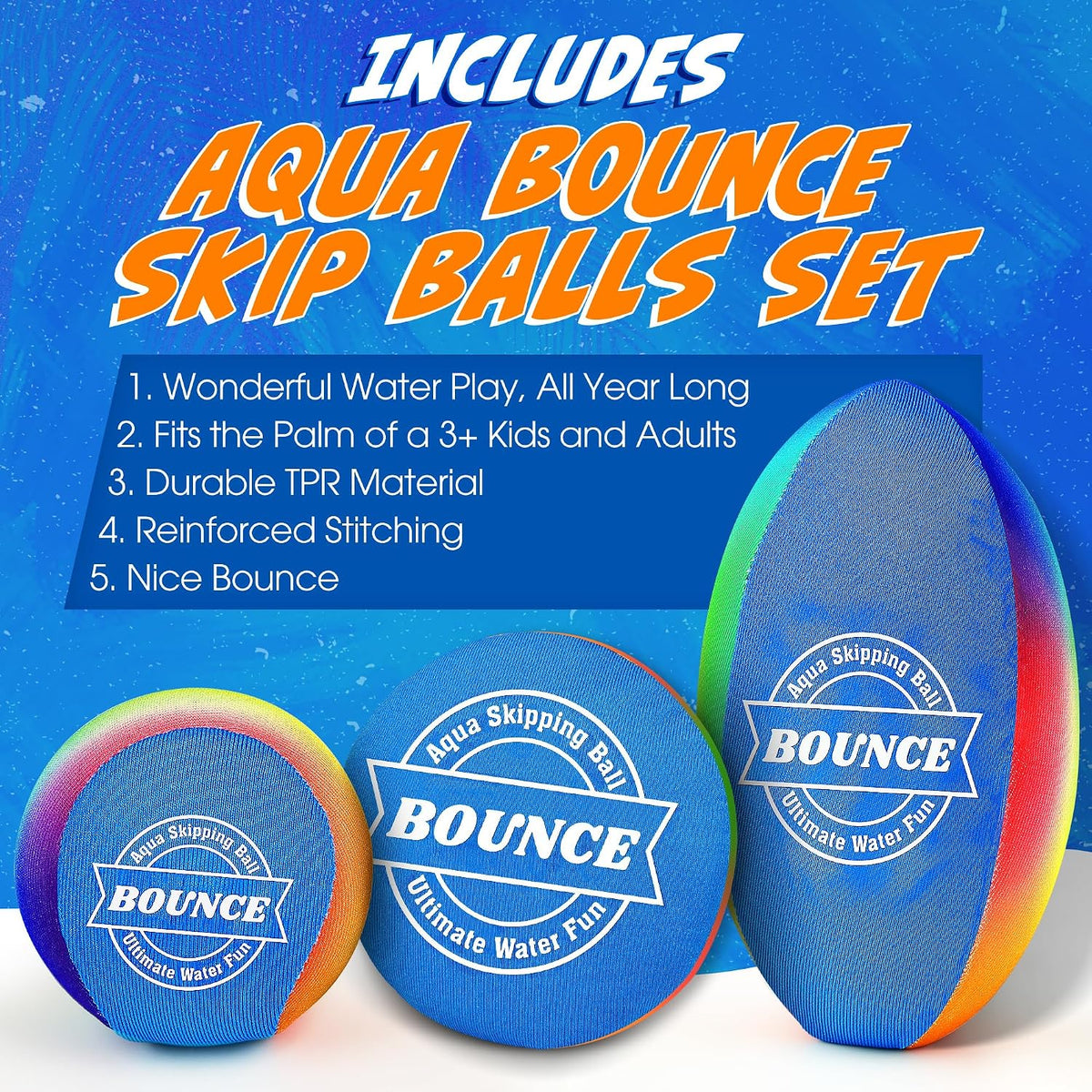 Billeeit. 5Pcs Rainbow Water Skipping Balls Set for Pool - Rainbow - image 4