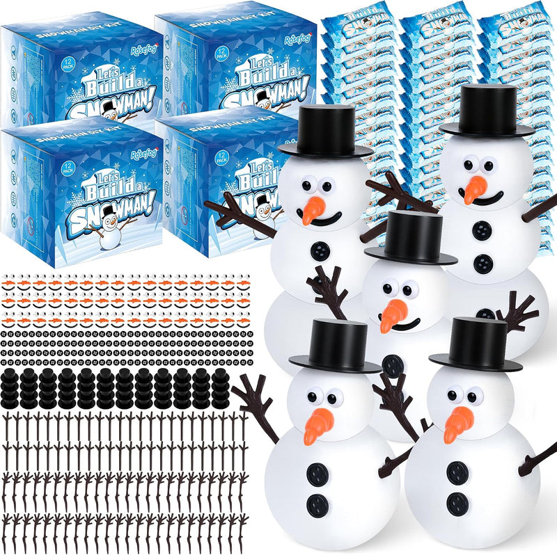 4 Pack Christmas Crafts, Air Dry Clay Snowman Kit for Winter Event Games – Fun for Kids & Family - 48