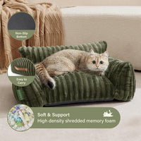 Cute Couch Bed for Pets, Supportive Cat Sofa for Indoor Cats - 30.0"L x 20.0"W x 10.0"Th / Green - image 4