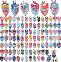 Sweetude 100 Pcs Dog Bandanas Bulk Triangle Bibs Adjustable - Tie-Dye