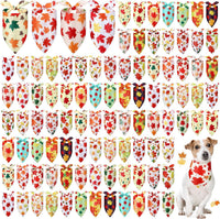 Chunful 100 Pcs Fall Dog Bandanas Bulk Maple Leaf Print Autumn Pet - Maple / 25.6 x 17.7 x 17.7"